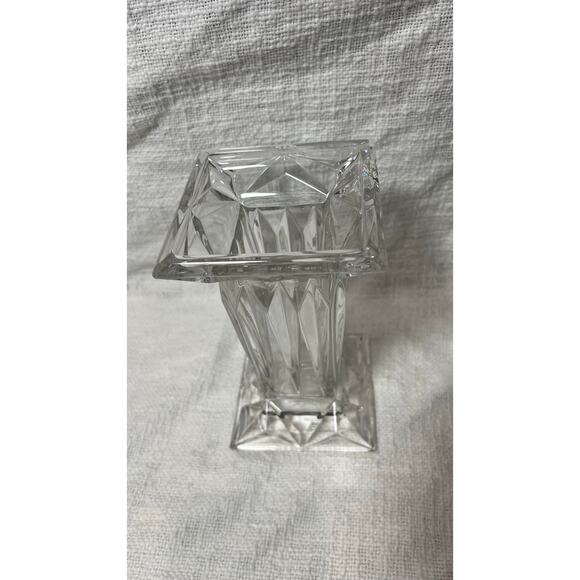 Vtg PartyLite Quad Prism Square Crystal Pedestal Pillar Vase Candle Holder 7" - Picture 2 of 4